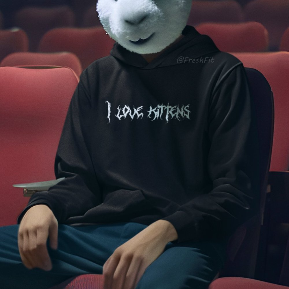 🆕I Love Kittens Black Fleece Pullover Hoodie